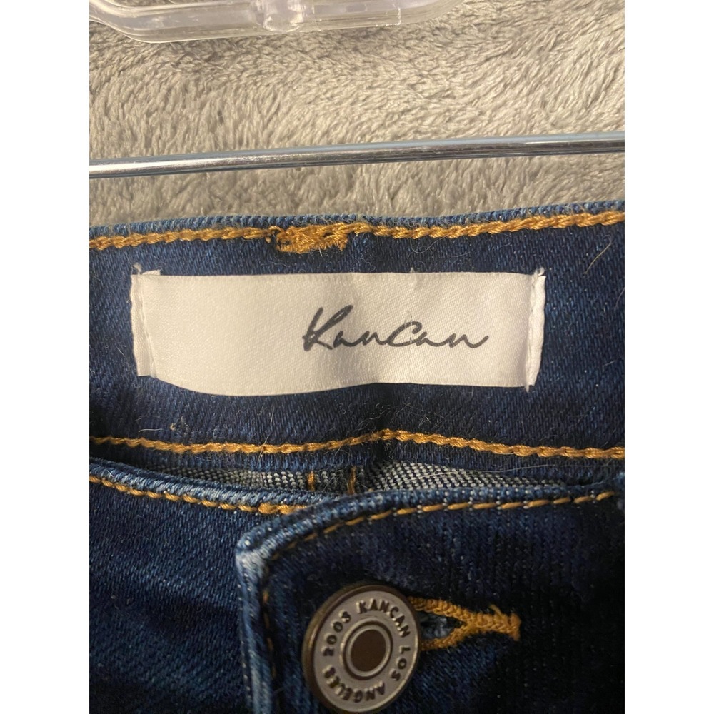 KanCan Distressed Skinny Jeans Women's 7/27 Dark Wash Stretch Denim Mid Rise - Picture 6 of 7